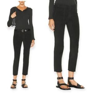 NILI LOTAN Pants Womens 6‎ Gunmetal Gray Black Corduroy Jenna Pants Crop Luxury